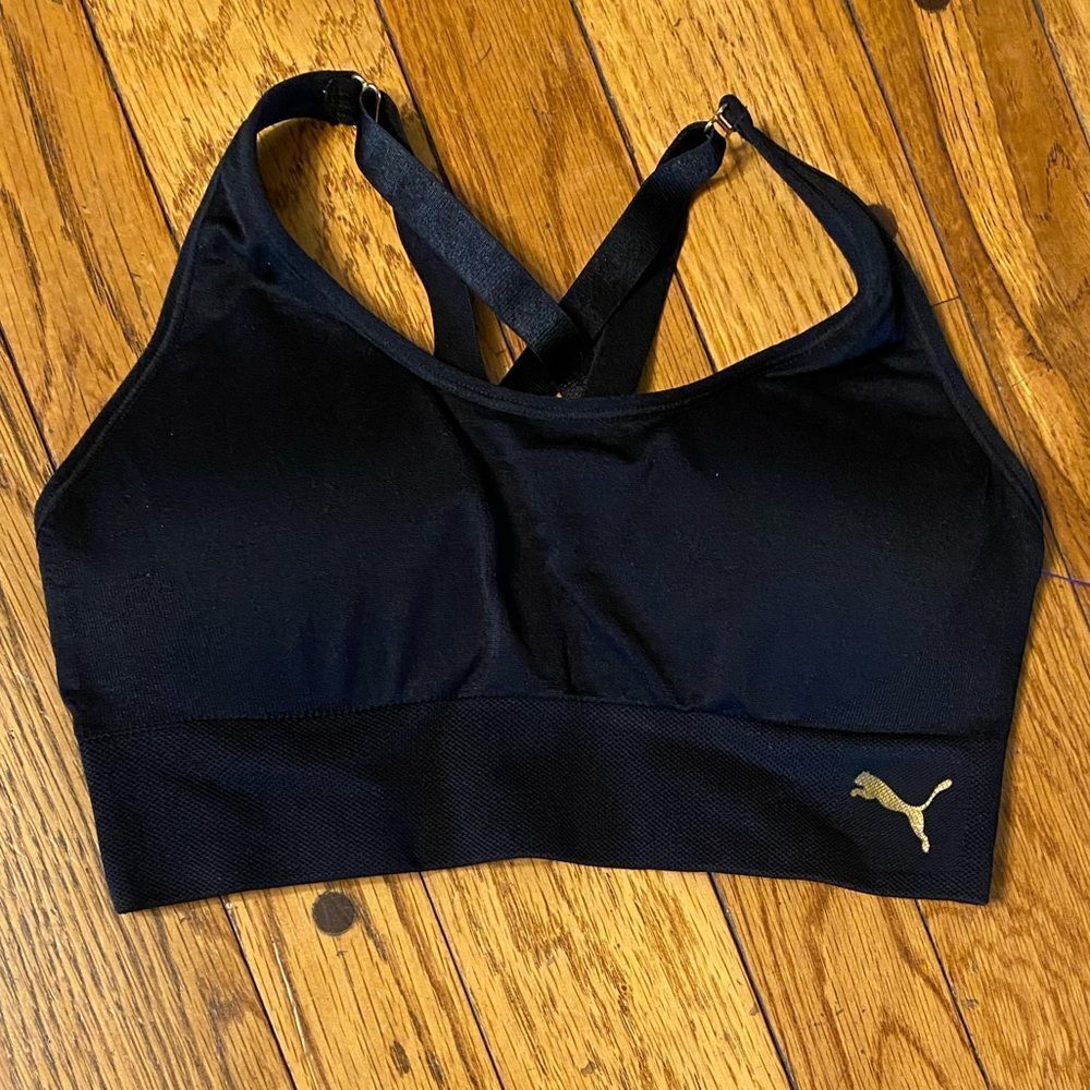 Puma black cross back‎ pullover sports bra